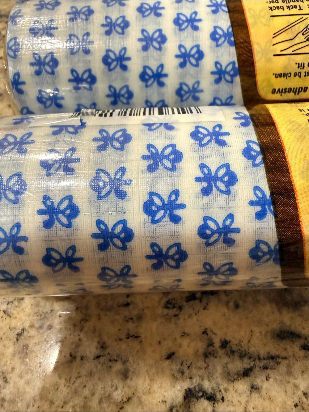 Vintage Rubbermaid (2) Shelf Liner Tack Back Adhes. Blue Floral Butterfly Print